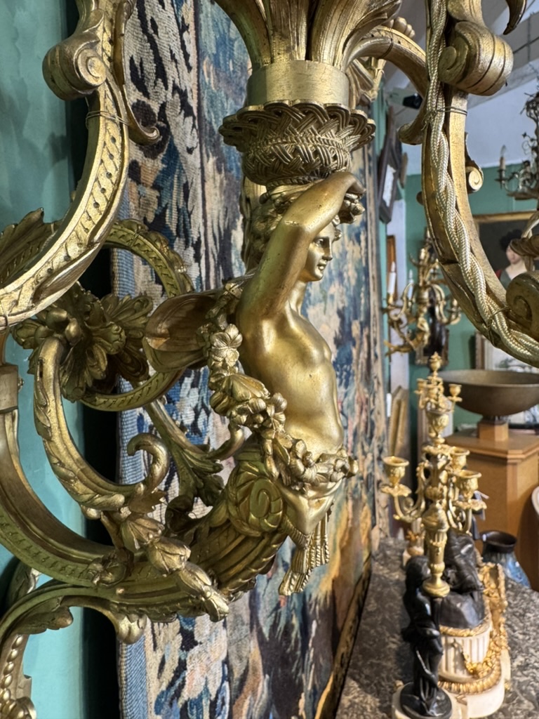 Paire de grandes appliques en bronze 19ème-photo-1