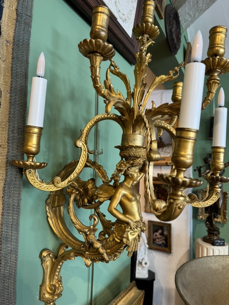 Paire de grandes appliques en bronze 19ème-photo-2