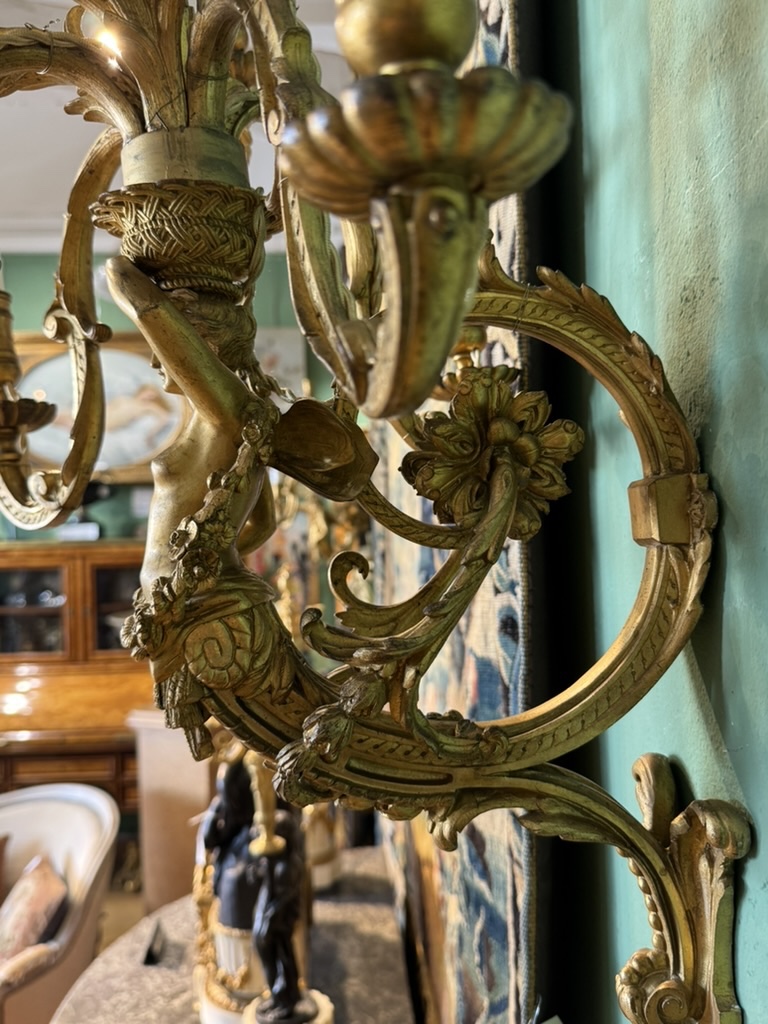 Paire de grandes appliques en bronze 19ème-photo-3