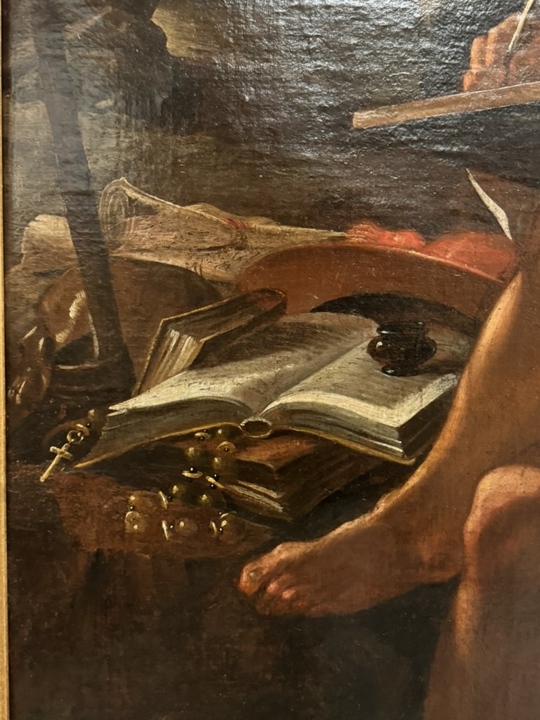 "Saint Jérôme écrivant" - Tableau 17ème siècle-photo-3