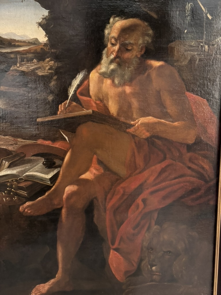 "Saint Jérôme écrivant" - Tableau 17ème siècle-photo-4
