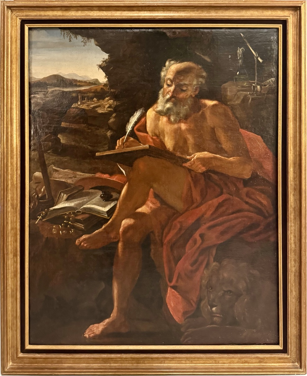 "Saint Jérôme écrivant" - Tableau 17ème siècle