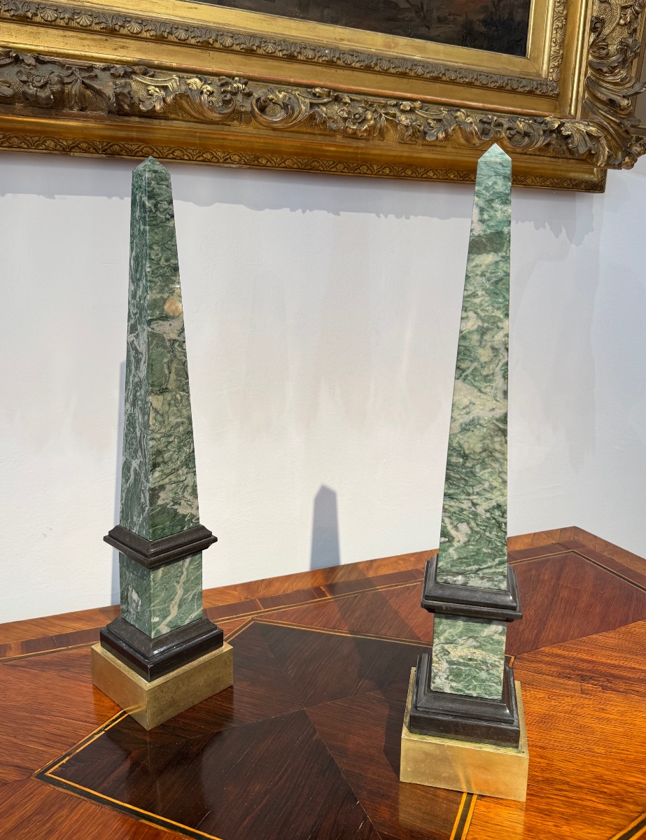 Pair Of Marble Obelisks – Empire Style-photo-2