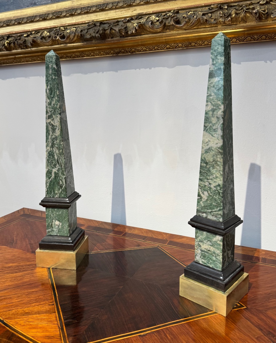 Pair Of Marble Obelisks – Empire Style-photo-3