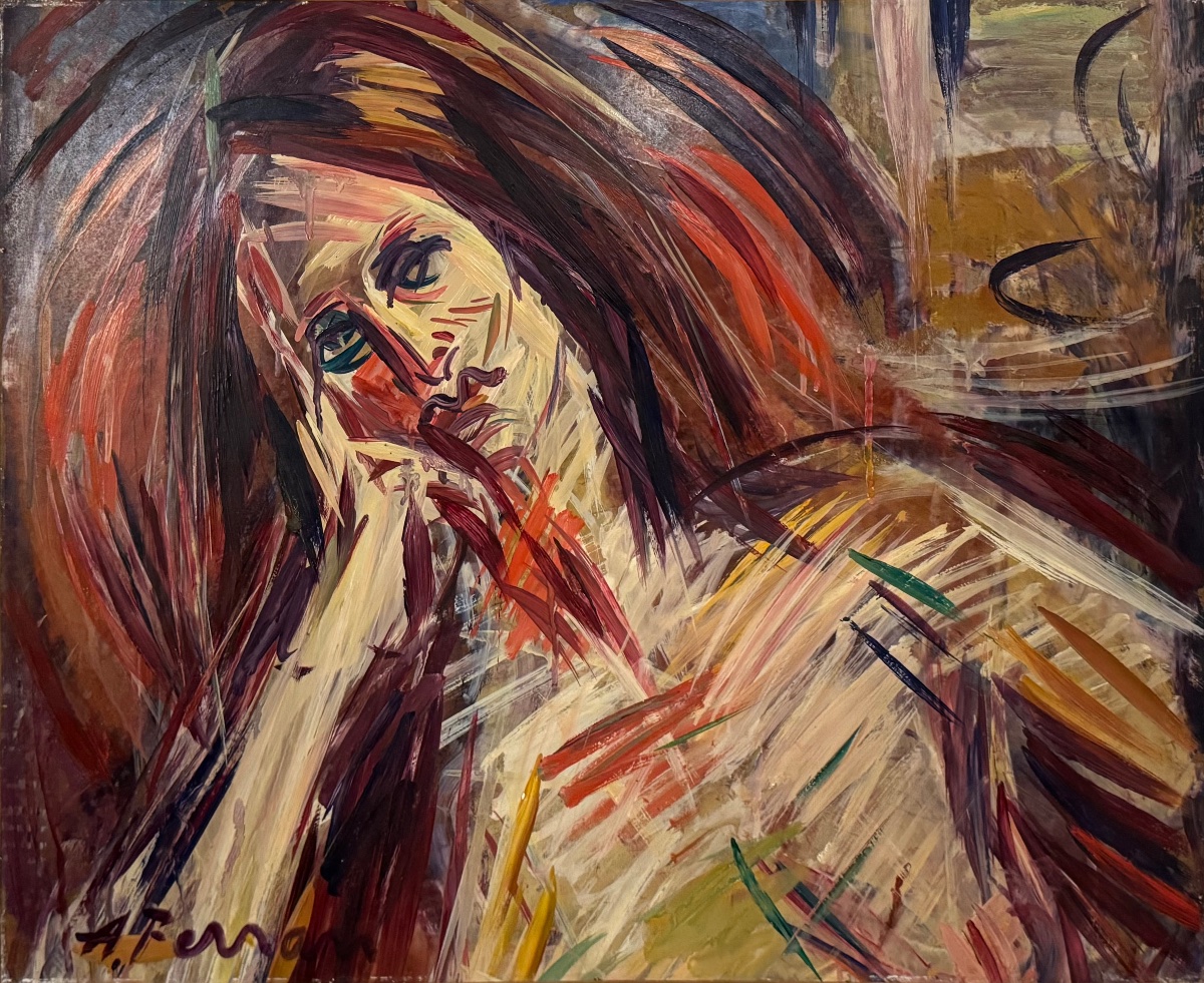 "young Woman Leaning On Her Elbow" - Antoine Ferrari