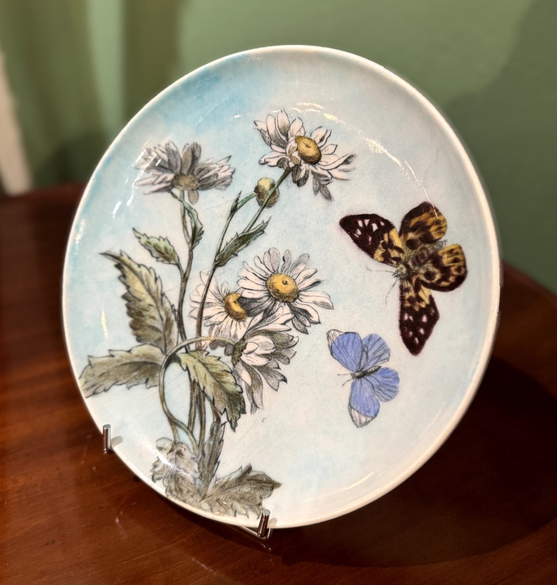 Plate With A Design Of Butterflies And Daisies - Théodore Deck-photo-2