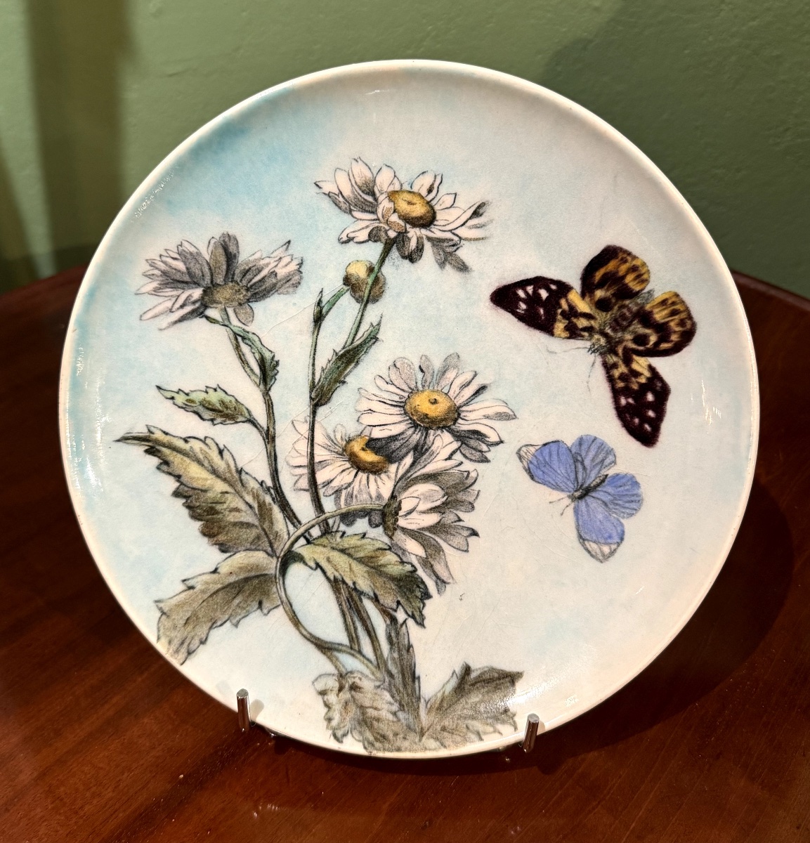 Plate With A Design Of Butterflies And Daisies - Théodore Deck