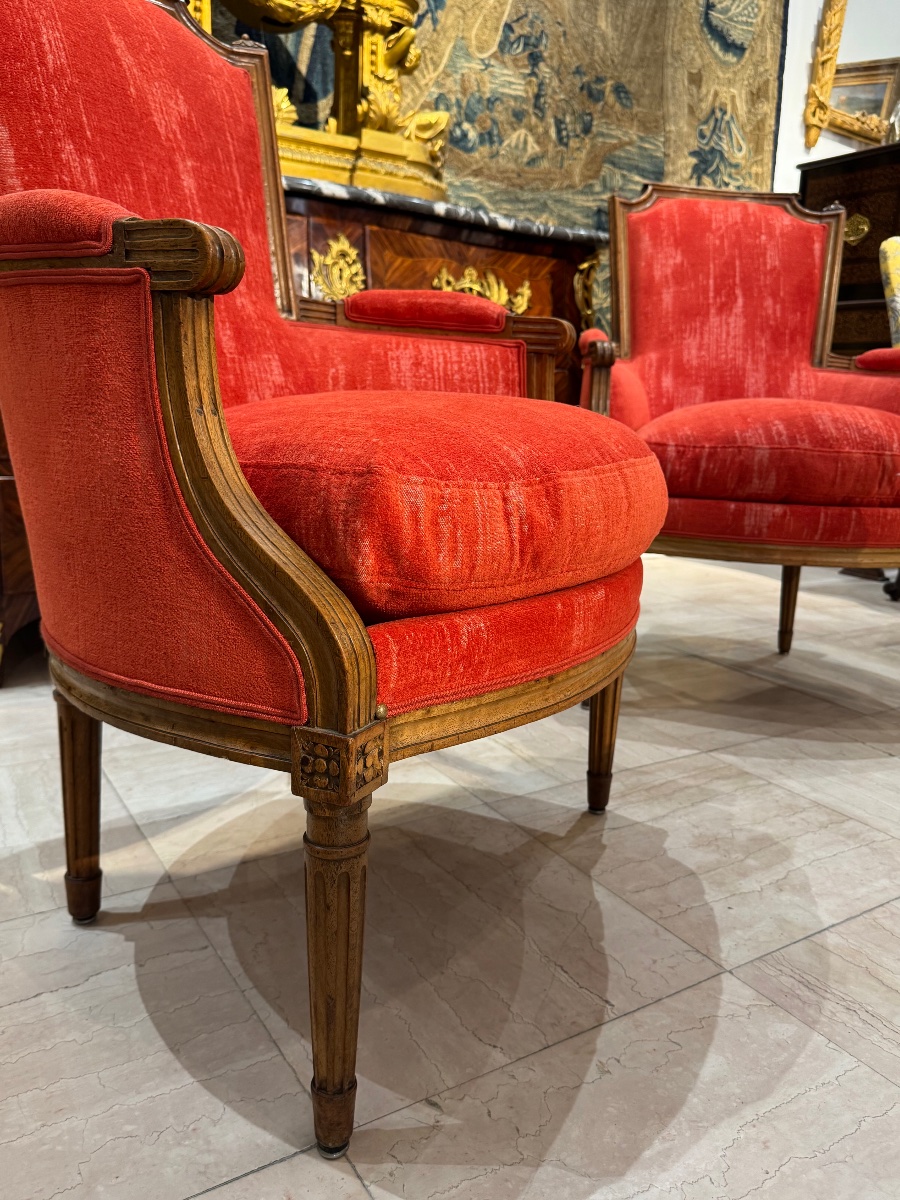 Pair Of Louis XVI-era Wingback Chairs-photo-4