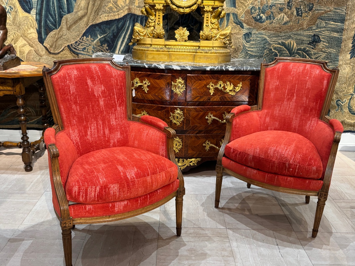 Pair Of Louis XVI-era Wingback Chairs-photo-5