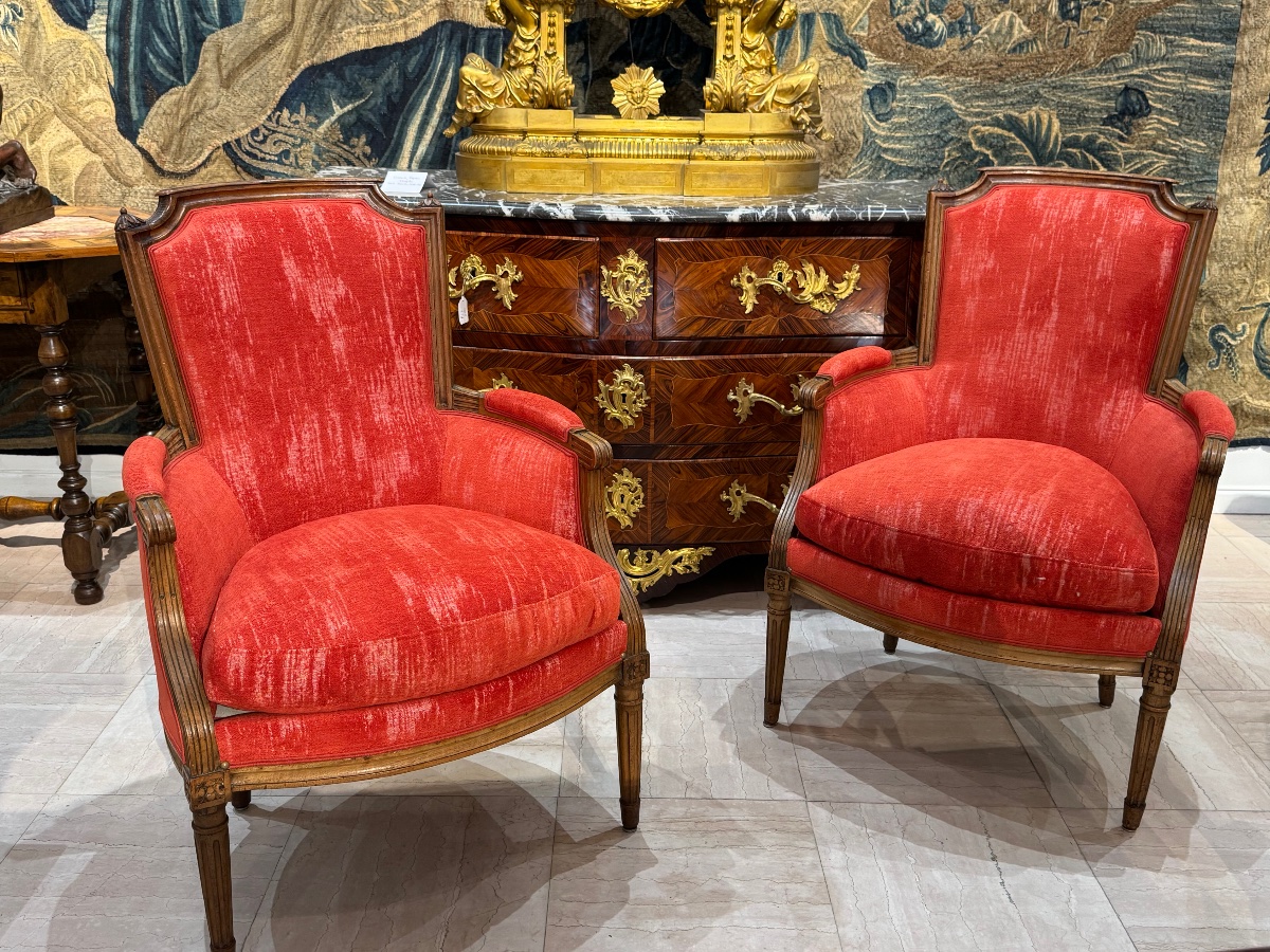 Pair Of Louis XVI-era Wingback Chairs