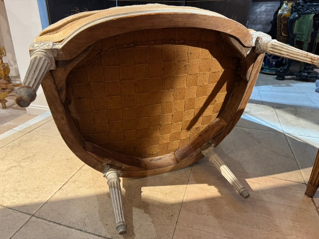 Antique Louis XVI-style Armchair -  Marked "j. Avisse"-photo-8