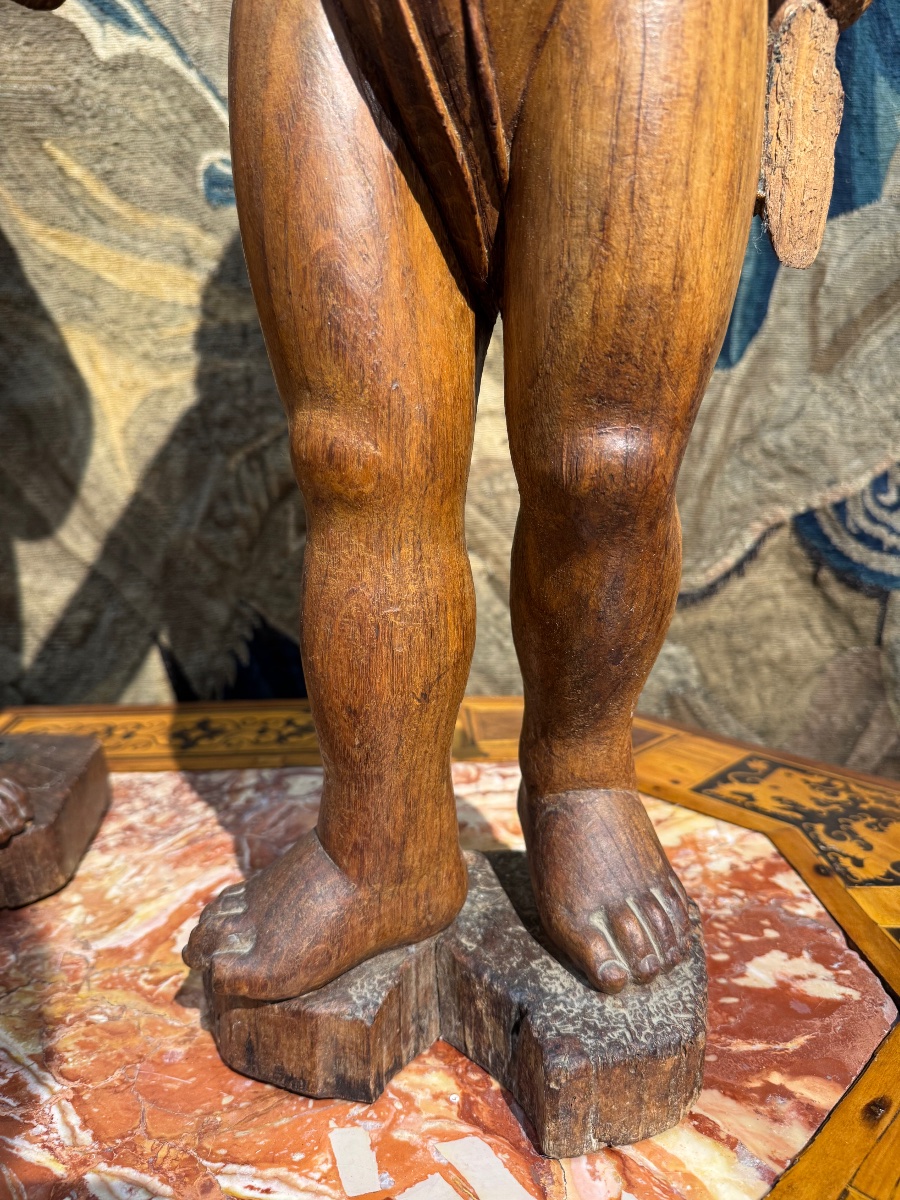 Paire de putti italiens  en bois sculpté - XVIIIème siècle-photo-2