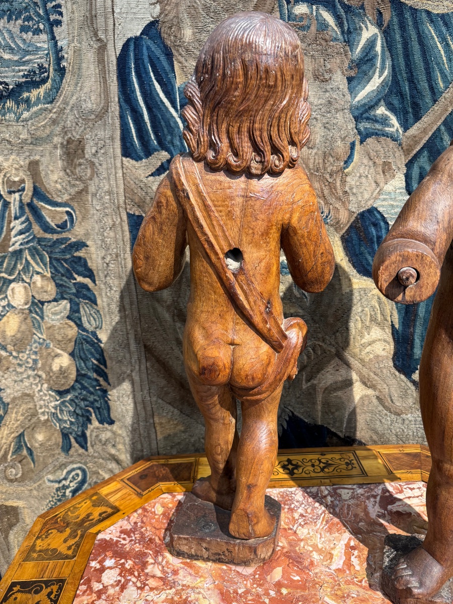 Paire de putti italiens  en bois sculpté - XVIIIème siècle-photo-4