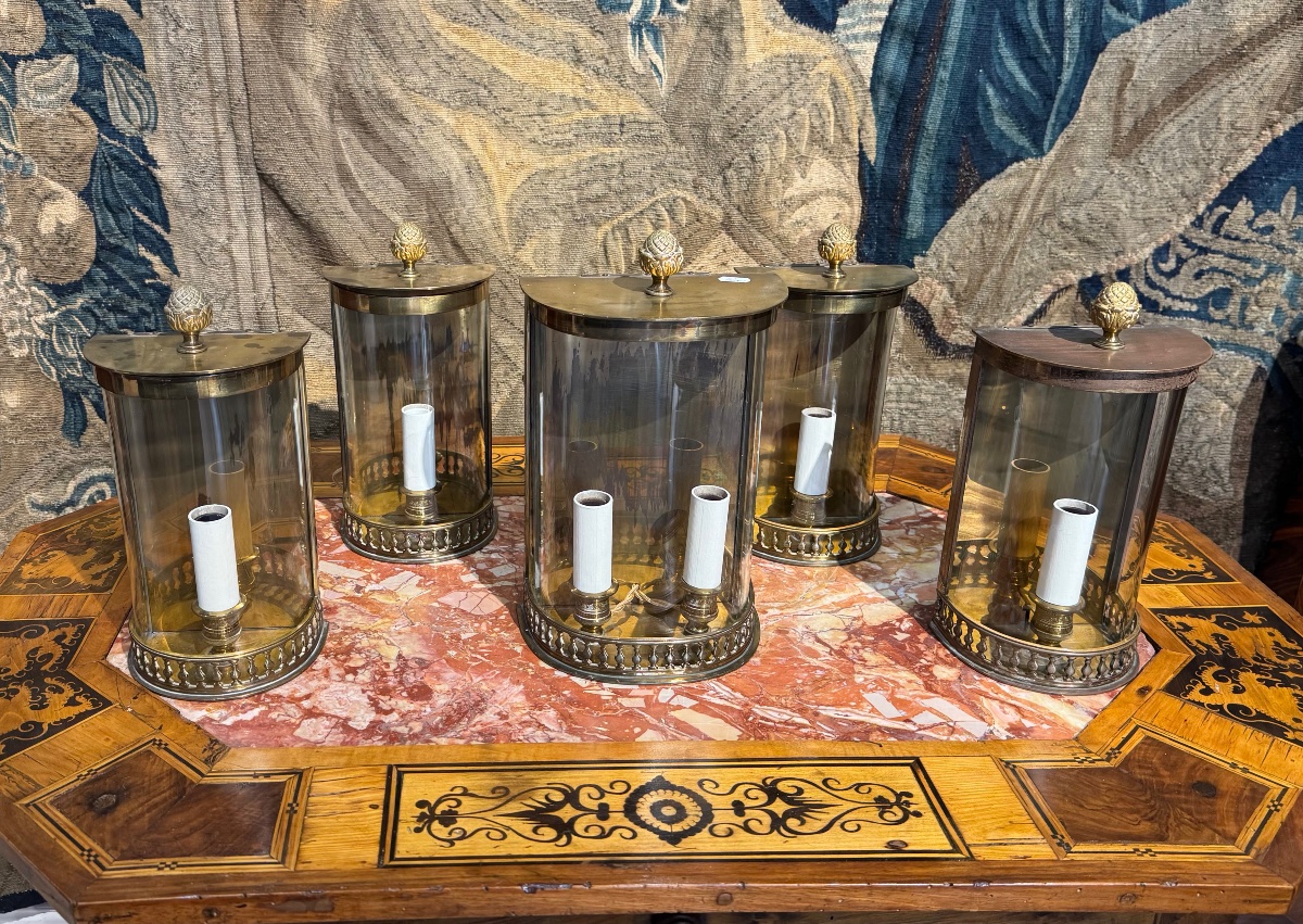 5 Lantern-shaped Wall Sconces - Willy Daro 1976-photo-6