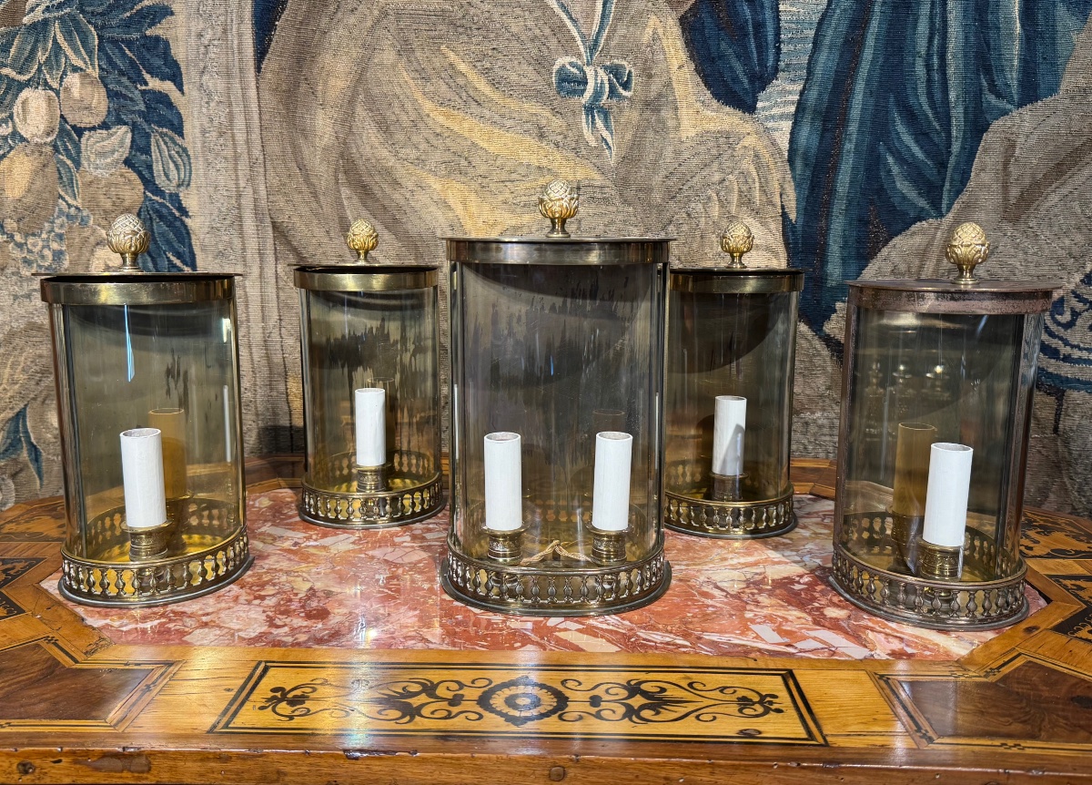 5 Lantern-shaped Wall Sconces - Willy Daro 1976