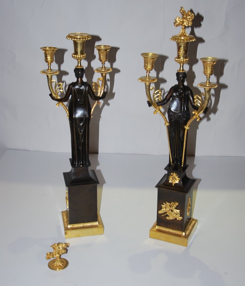 Pair Of Candelabra Empire Period-photo-4