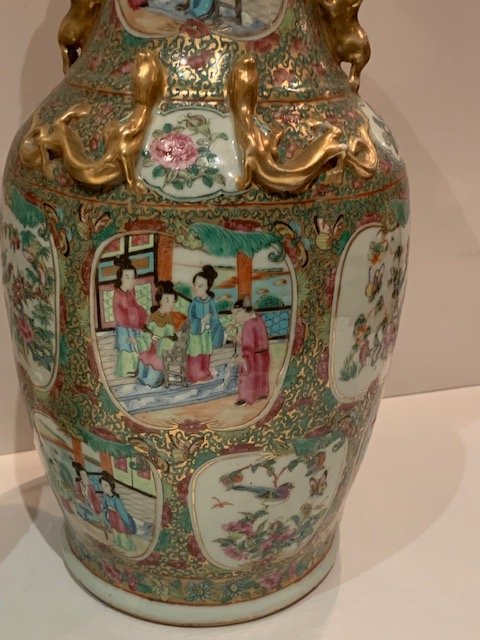 Paire De Vases En Porcelaine De Canton-photo-2
