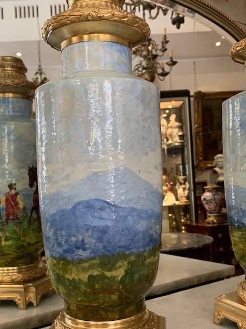 Paire De Lampes à Décor De Chasse-photo-3
