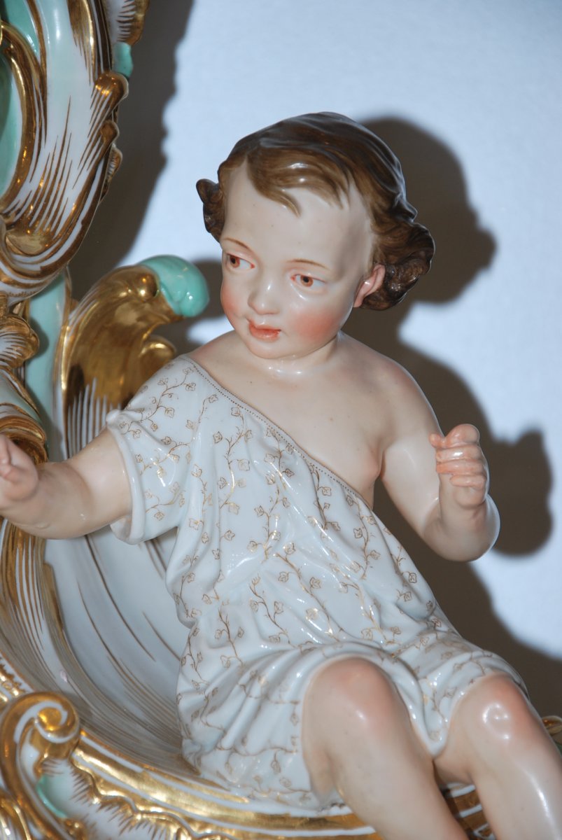 19th Century Porcelain Clock With Children's Decor-photo-3