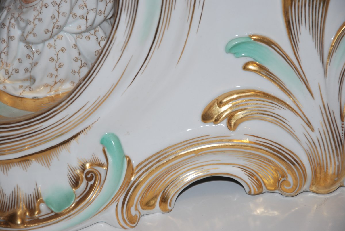 Pendule En Porcelaine à Décor d'Enfants  19ème-photo-4