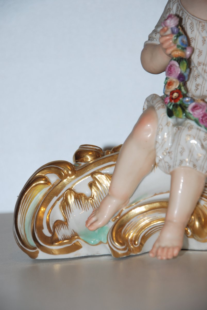 Pendule En Porcelaine à Décor d'Enfants  19ème-photo-2