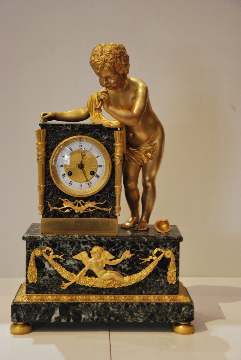 Empire Style Pendulum In Gilt Bronze 19th