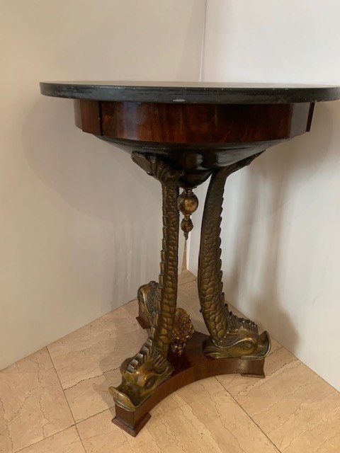 Empire Style Pedestal Table With Dolphins