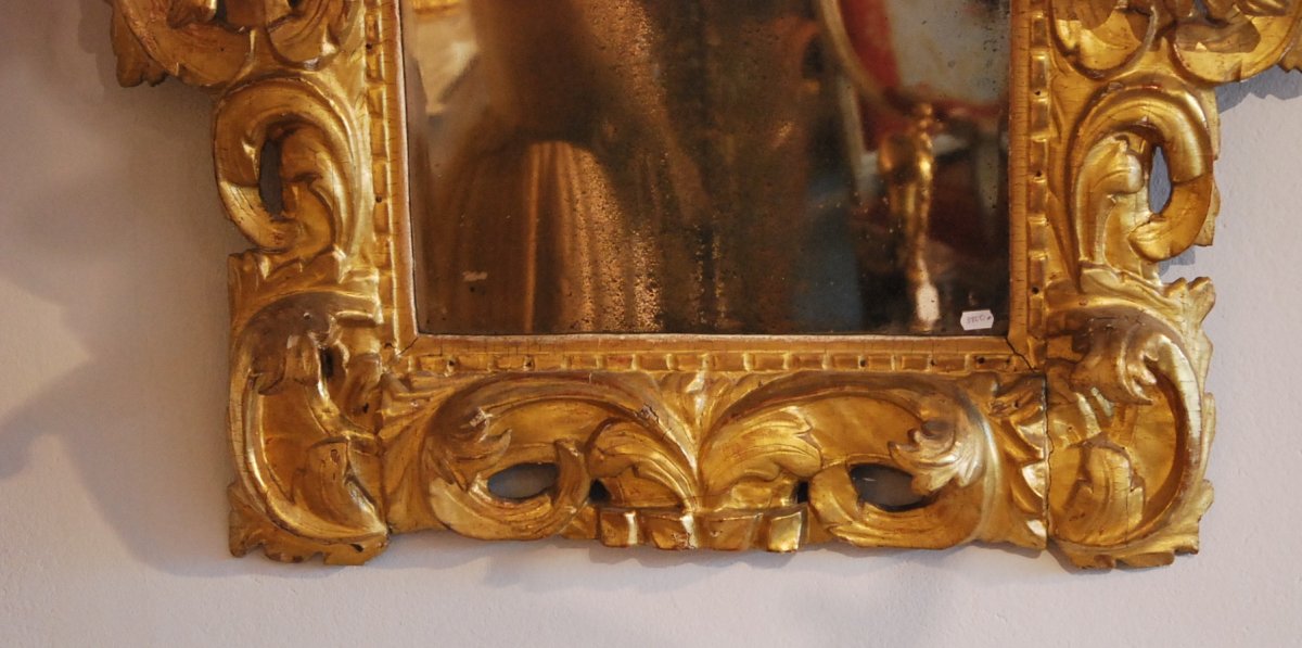 18th Italian Mirror In Golden Wood --photo-3