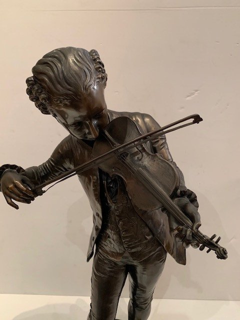 Bronze 19 ème Mozart Enfant signé G.Gueyton-photo-1