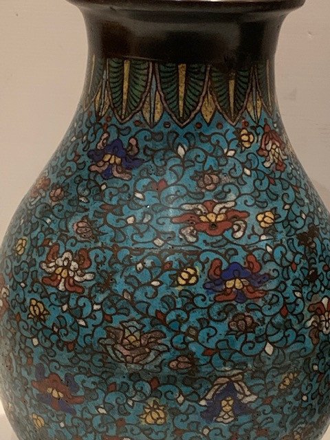 Pair Of 19th Cloisonne Vases-photo-3