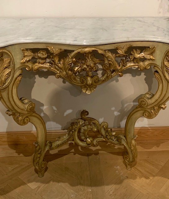 Console In Golden Wood And Painted 19th-photo-2