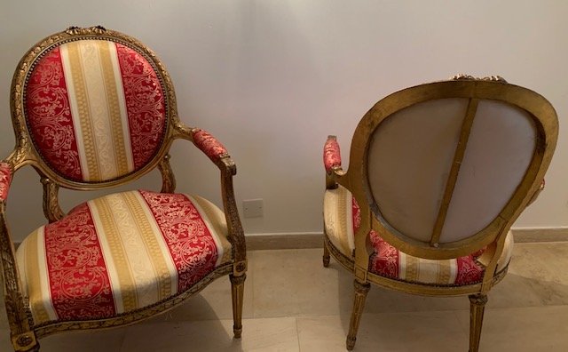 Pair Louis XVI Style Armchairs-photo-1
