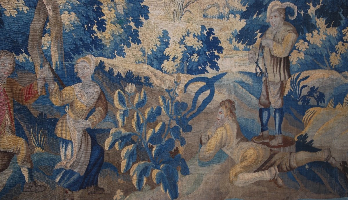 Aubusson Tapestry Representing A Greenery Early 18th-photo-3