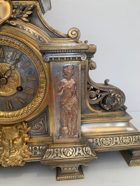 Pendule En Bronze Nymphe à La Fontaine des innocents d'époque Napoléon III-photo-4