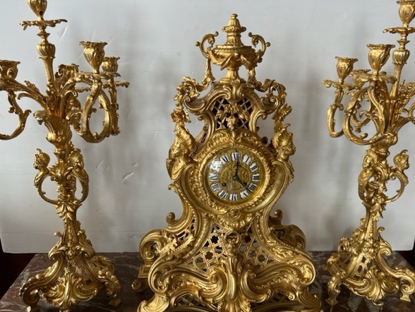 Garniture De Cheminée à Décor d'Indiens 19 ème