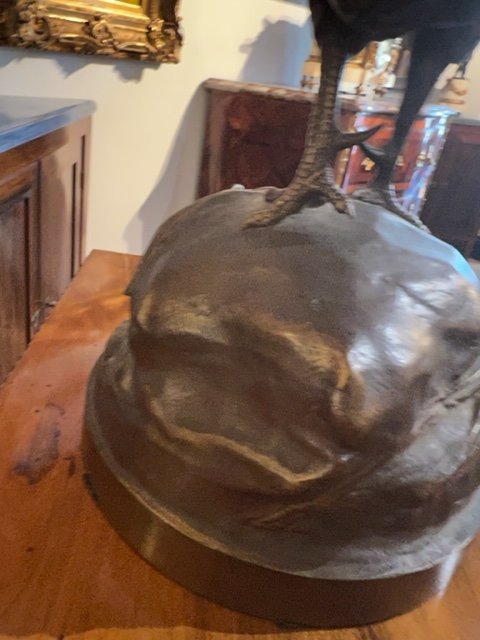 Rooster In Bronze Signed Auguste Cain-photo-2