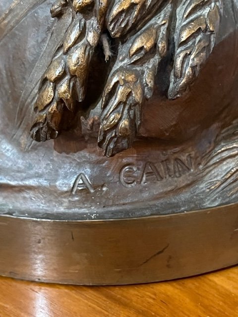 Rooster In Bronze Signed Auguste Cain-photo-3