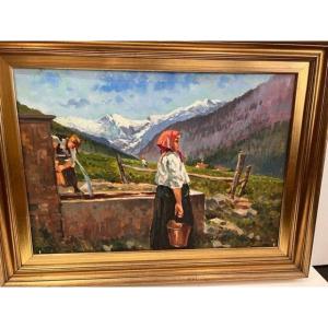 XXth Painting Signed Romani Giulio