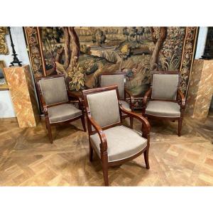 Series Of 4 Armchairs Stamped Pierre Antoine Bellangé