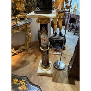 Porcelain And Bronze Column Signed Quentin