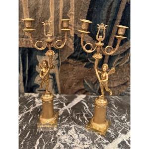 Paire de candélabres d'époque Empire 