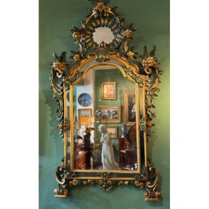 Miroir bois Peint Italie  18 ème 