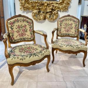 Pair Of Louis XV Style Armchairs