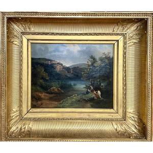 Painting "view Of Santa Scolastica, Subiaco" - Achille Michallon