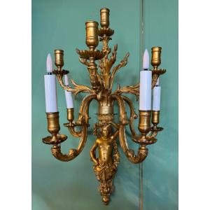 Paire de grandes appliques en bronze 19ème