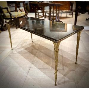 Table Basse en bronze et marbre noir - Maison Baguès