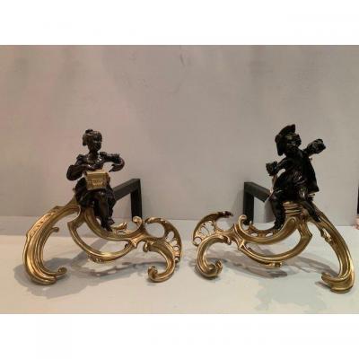 Pair Of Andirons Louis XV Period