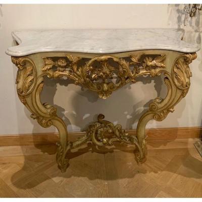 Console In Golden Wood And Painted 19th
