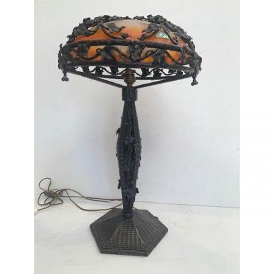 Wrought Iron Lamp Signed Schneider And Richard From The 1920s