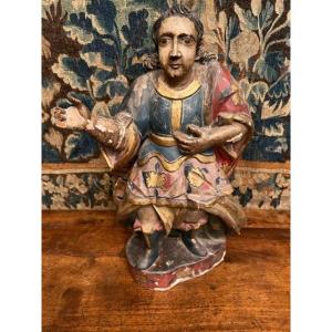 18th Century Polychrome Wooden Statue